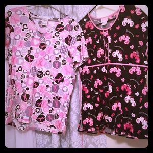 💗breast cancer scrub tops